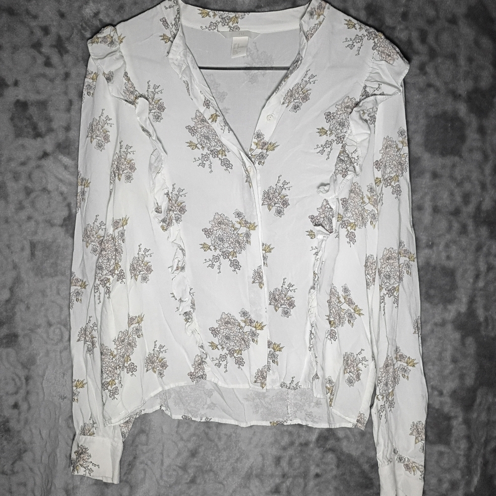 H&M Floral White Blouse